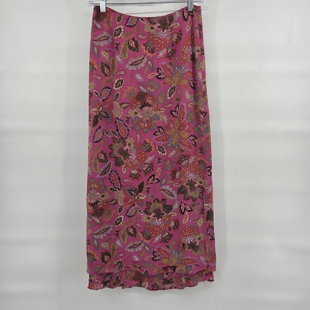 Sigrid Olsen Sport Maxi Skirt 4 Pink Floral Paisley Boho Y2K Vintage
